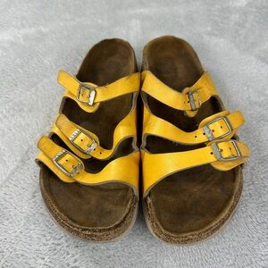 Birkenstock Florida Yellow Leather Sandals Women's Size 37 EU
